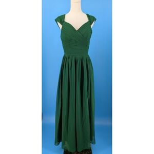 HY Chiffon Maxi Dress Women 8 Junior 11 Green Ruched Corset Back Formal Gown